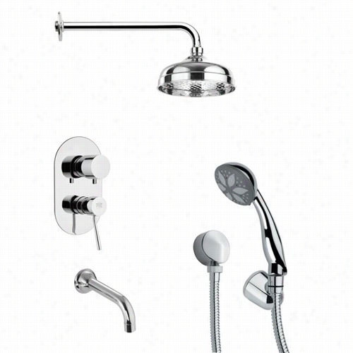 Remer By Nameek's Tsh4027 Tyga Modern Shower System In Chrome With 5""w Handeld Shwoer