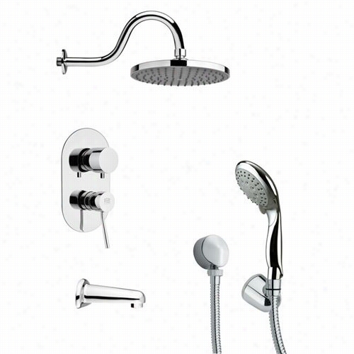 Rrmer At Nameek's Tsh4064 Tyga Round Tub And Shower Faucet In Chrome With Multi Funnction Handheld Shower