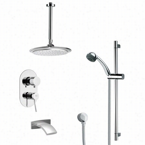 Remer By Nameek's Tsr9013 Galiano Modernt Ub And Rai Nshower Faucet In Chrome With 27-1/6""h Shower Slidebar