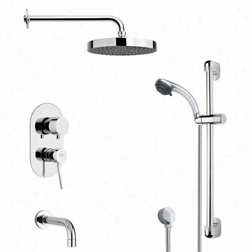 Remerby Nameek's Tsr9145 Galianor Ound Tub And Rain Shower Faucet Set In Chrome With 1-1/4""w Handheld Shower