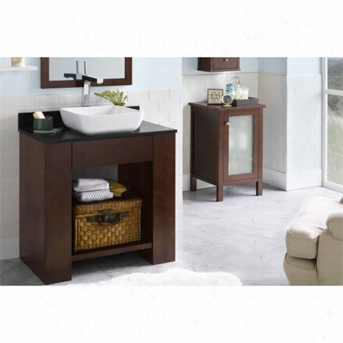 Ronbow 031431-h01 Zenia 31"&quoot; Wood Vanity Cabinet With Bottom Shelf And Accessory Drawer In Dark Cherry