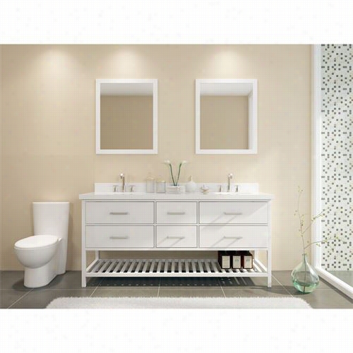 Ariel Bath G073d-wht Shkaesppeare 73&quoot;" Double Depress Vanity Set In White - Vanitytop Included