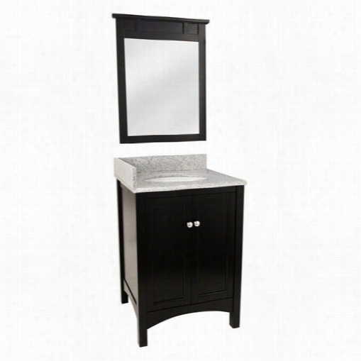 Foremost Trea2422combo1 Haven 25"&uqot; Vanity In Espresso With Rushmore Grey Granite Tp And Mirror - Vanity Top Included