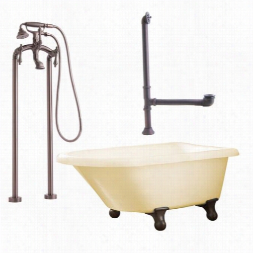Giagni Lb2-orb-b Brighton 60"" Bisque Roll  Top Tub With Flloor Moun Tfaucet In Oil Rubbed Bronze