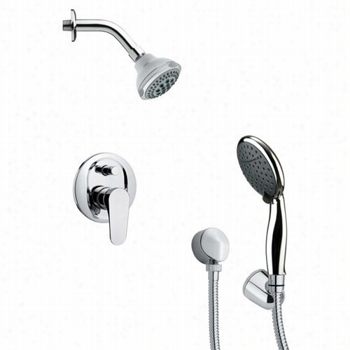 Remer By Nameek's Sfh6174 Orsino 3-1/3"" Modern Round Shower Afucet In Chrome With Handhdld Shower And 4-4/7""h Diverter