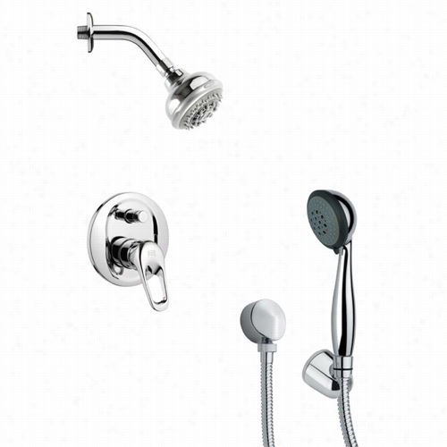 Remer By Nameek's Sfh6197 Orsino 4&qut;" Contemporary Sleek Shower Faucet In Chrome Wtih Handheld Shower And 12-3/5""h Diverter