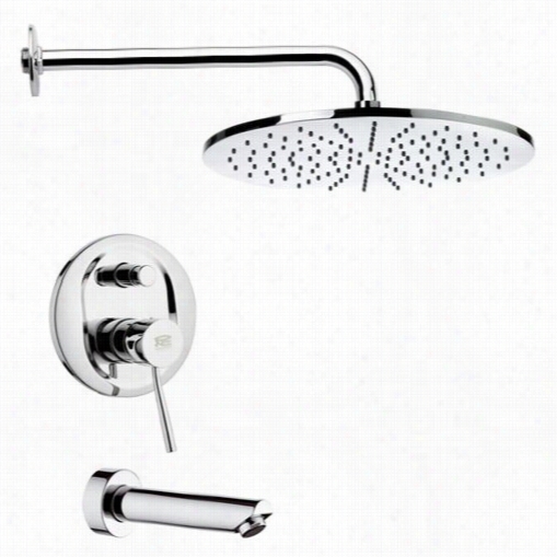 Remer Through  Nameek's Tsf2145 Peleo Modern Round Tub And Shower Faucet Set In Chrome Wiith 2-2/5&qu Ot;"w Tub Spout