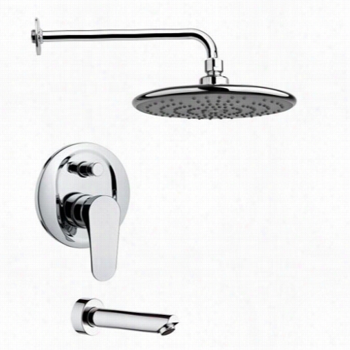 Remer By Nameek's Tsf2231 Peleo Sleek Tub And Rain Shower Faucet Set In Chrome With 7-7/8""w Diverter