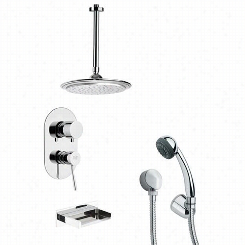 Remer By Nameek 's Tsh4010 Tyga  Slee Tub And Shower Faucet In Chrome With Hand Shower And 4-1/3""w Diverter