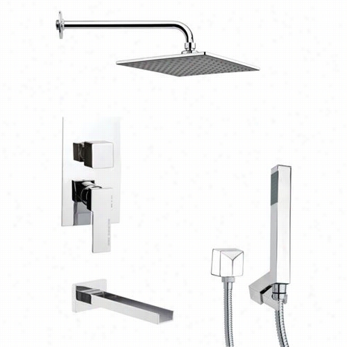 Remer By Nameek's Tsh4110 Tyga Square Modern Shower System In Hrome With 7""h Handheld Shower