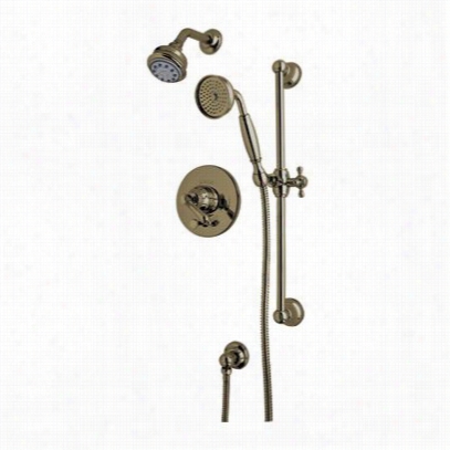 Rohl Akit20exc-tcb Country Bath Presusre Balsnce Shower Package In Tuscan Brass With Crystal Cross Handle