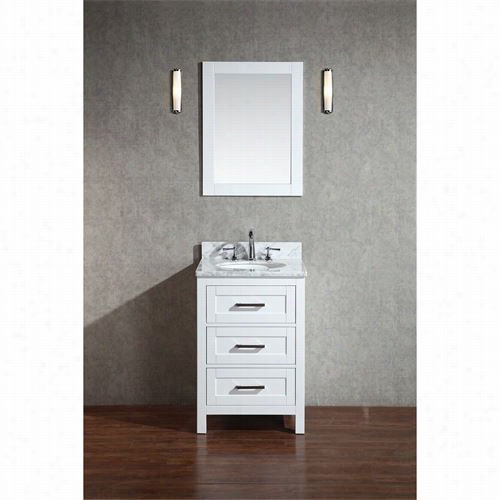 Stufurhome Hdd-7020w-24-cr  Noelle Single Sink Bathroom Vanity In White With Mirror - Vanity Top Included