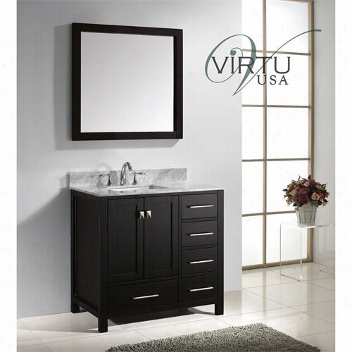 Virtu Usa Gs-50036-wmsq Caroline Avenue 36"" Single Regulate Sink Bathroom Vanitty With Italian Carrara White Marble Countertop - Vanity Top Included