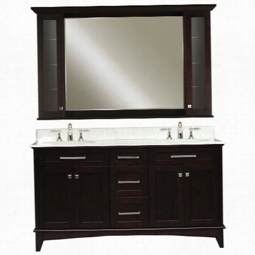 Supply With ~  Creattion Manhattan-6ob  Manhattan 60"" Dark Sepresso Double Sink Bathroom Vanity And Manhatran-mc-6036  Matching Drug Cabinet - Vanity Top Included