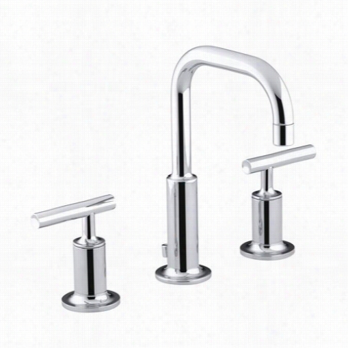 Kohler K-14406-4 Purist Widespread Faucet Wth Low Gooseneck Utter  And Low Leer  Handles