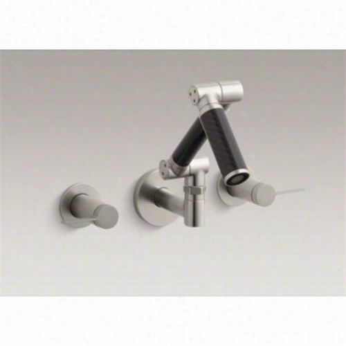 Kohler T6277-c12 Karbon Articulating Wall Mount Bathroom Faucet Trim With Black Tube And Lever Handles