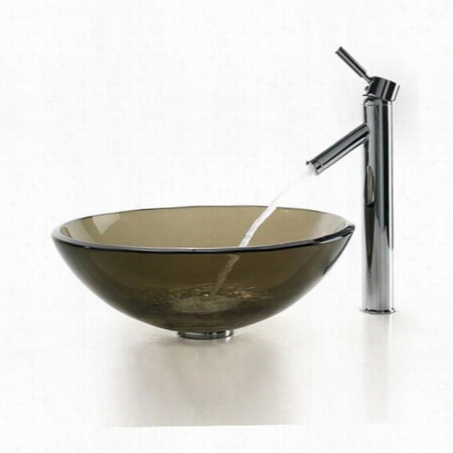 Kraus C-gv-103-12mm-1002ch Clear Br Own Glass Vessel Sink And Sheven Faucet In Chrom