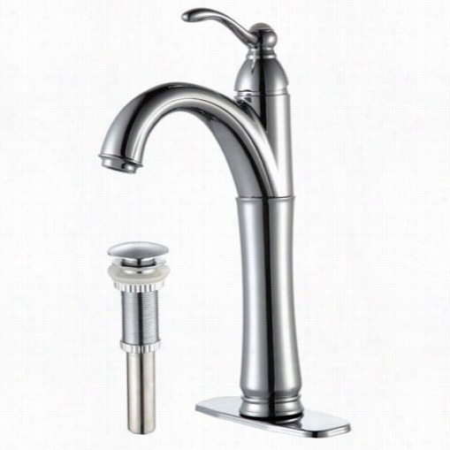 Kraus Fvs-1005p-u-10ch Riviera Single Leverhandle Vessel Faucet With Matching Pop Up Empty In Chrome