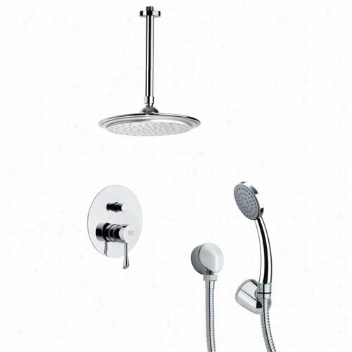 Remer By Nameek's Sfh600 8orsino 14-3/4"" Ceiling Mounted Shower Faucet In Chrome With Hand Shower And 12-4/5""h Diverter