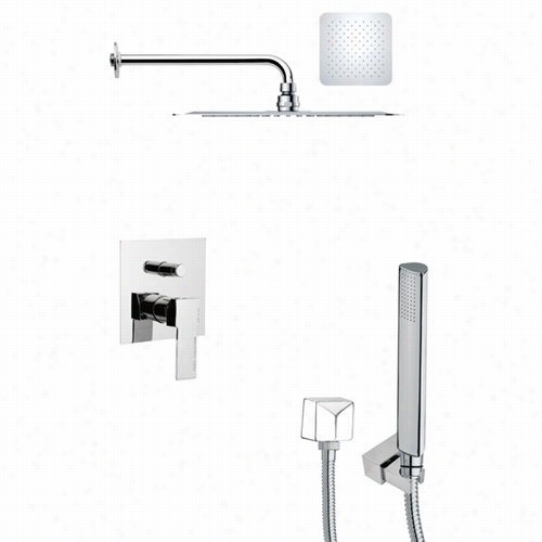 Remer By Naemek's Fsh6128 Orssino 19-1/2"quot; Square Conttemporary Shower System In Chrome With 6-1/9"&quo;h Diverter