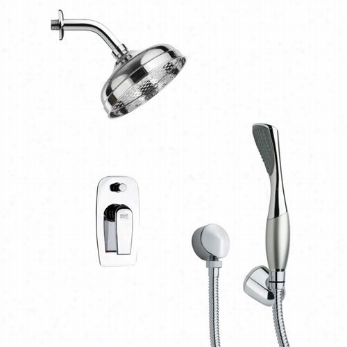 Remer By Nameek's Sfh6186 Orsino 4- 5/7"&qquot; Modern Shower Faucet Set In Hrome With Hand Shower And 4-4/7""h Diverter