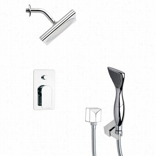 Remer By Nameek's Sfh6196 Orsino 9"" Square Modern Showe Rfaucet Set In Chrome With Hand Shower And 4-1/2""h Diverter