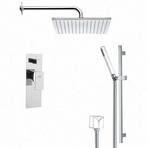 Remer By Nameek's Sfr7099 Rendino Contemporary Square Shower Faucet Set In Chrome With 4-1/4""w Diverter