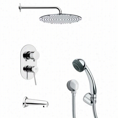 Remeer By Nameek's Tsh4091 Tyga Round Sleek Tub And Shower Faaucet In Chrome With Hand Shower