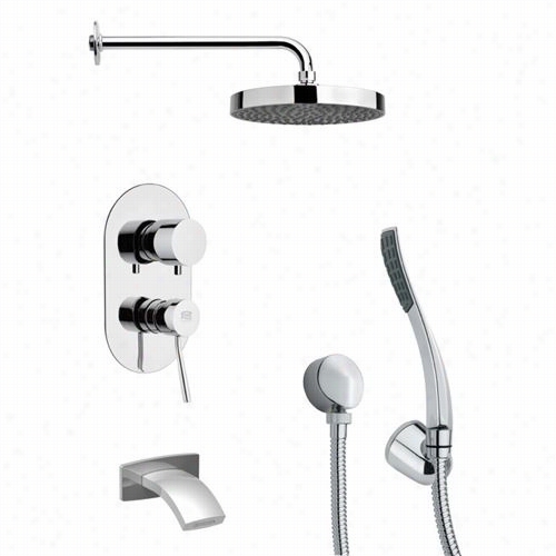 Remer By Nameek's Tsh4148 Tyga Round Tub And Shower Faucet In Chrome With Handheld Shower And 4-2/3""d Divreter