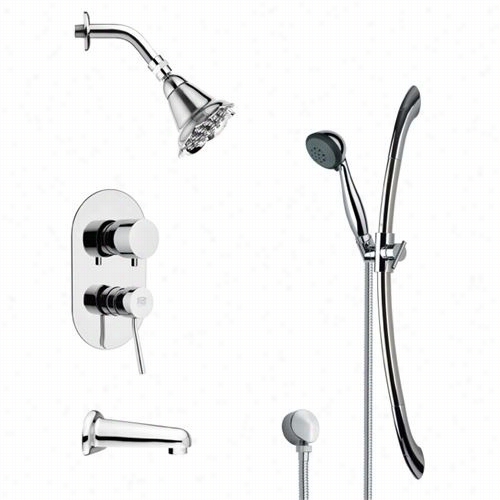 Remer By Nameek's Tsr9183 Galiano Contempoarry Rund Shower System In Chrome With 3-1/7" "w Handheld Showe