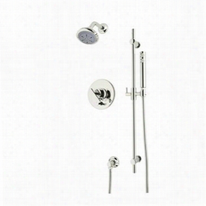 Rohl Modkit36x-pn Modern Architectural Pressure Balance Shower Package In Polished Nickel With Cross  Handle