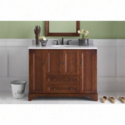 Ronbow 065148-f11 Milano 48"&quoot; Vanity Caabinet With 4 Wood Dkors, Shelf Inside And  Bottom Drawers In Colonial Cherry