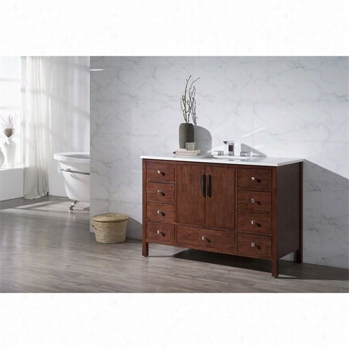 Stufurhome Ty-7555-49-qz Rockford 49"" Single Sink Bathroom Vanity In Dark Wood - Vanity Top Ncludrd