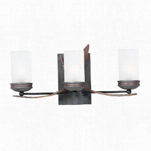 Varaluz 112b03b Aizen 3 Light Bathroom Fixture In Aspen Bronze And Hammere D Ore With Creamy Etched Glass