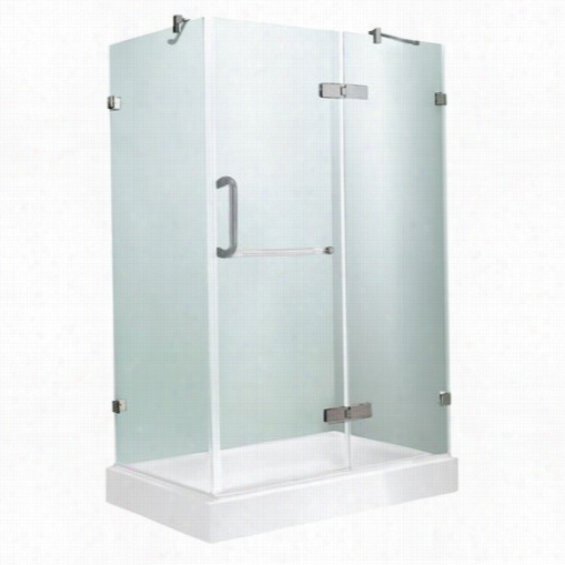 Vigo Vg6011bncl40wr 32"" X 40"" Frameless 3/8"" Shower Enclosure I N Clear/brushed Nicel With Right Base