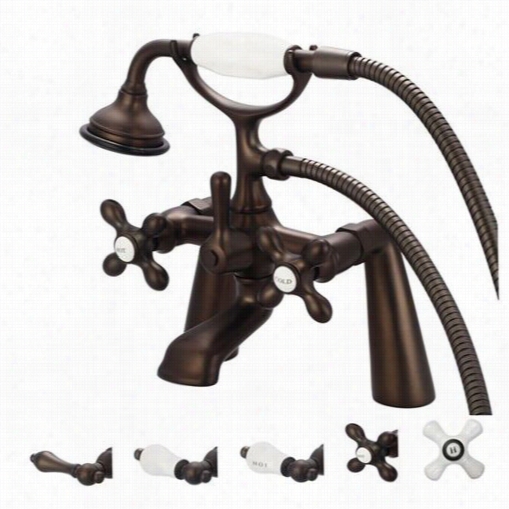 Water Creation F6-0003-03 Vi Ntage Clasic 7"" Spread Deck Mount Tub Faucet With Handheld Shower In Oil Rubbd Bronze