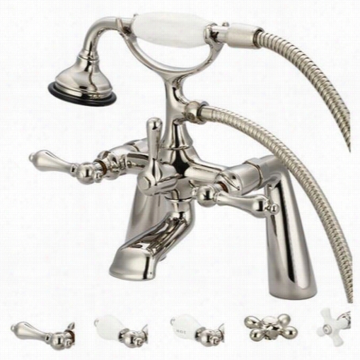 Water Creation F6-0003-05 Vintage Classic 7"" Slread Deck Mount Tub Fauce Twith Handheld Shower In Polished Nickel