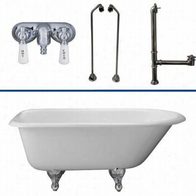 Barclay Tkctr60-cp8 60"&qout; Cawt Iron Tub Violin  In Chrom With Old Style Spigot Tub Filller And Tub Supplies