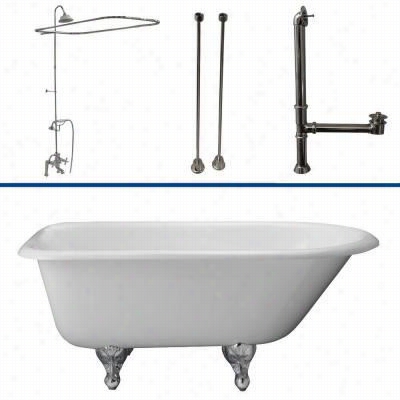 Barclay Tkctr7h67 67"" Cast Iron Tub Kit With Metal Cross Handles Tub Fill Er, Handshower, 62"" Riser And Sunflower Showerhead