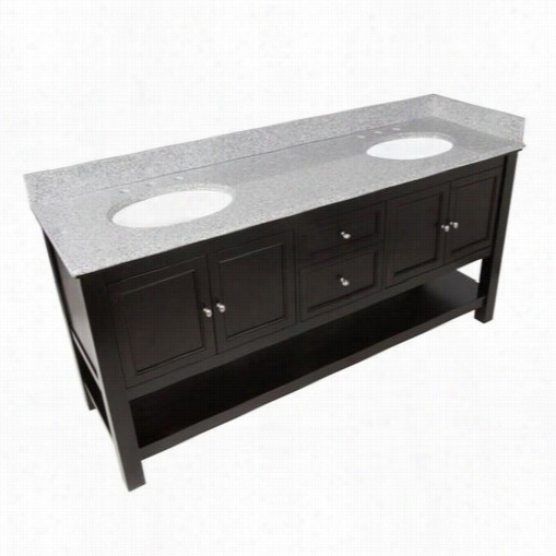 Foremost Ga Gazette 72"" Vanity Combo With Rushmore Grey Grainte Top And 2 Undermount Sinks - Vanity Top Included