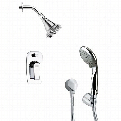 Remer By Nameem's Sfh614 Orsino 4-5/7"" Contemporary Shower Faucet In Chrome With Chirography Shower And 7""h Diverter