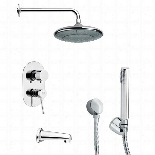 Remer By Nameek's Tsh4032 Tyga Round Tub  And Shower Faucet Set In Chrome With 3"&qult;w Handheld Sh0w Er