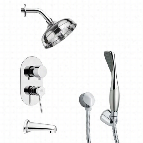 Remmer By Nameek's Tsh4186 Tga Recent  Tub And Shower Faucet Set In Chrome With Hand Shower And 4-5/7""w Handhheld Shower