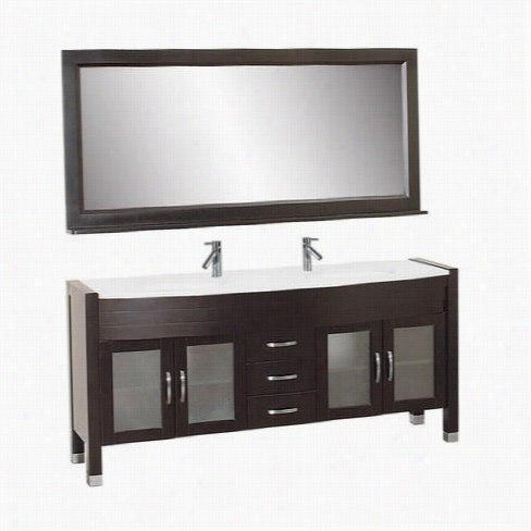 Virtu Usa Um-3073w Aa 71"" Double Sink Bwthroom Vanity In Espresso With White -  Vannity Top Included