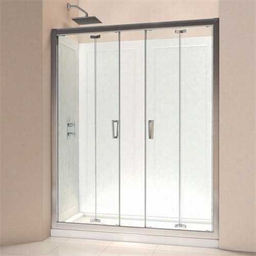 Dreamline Dl-6211r-0 Cl Butterfly 34"" X 60"" Riight Drain Single Entrance Base Shower Package