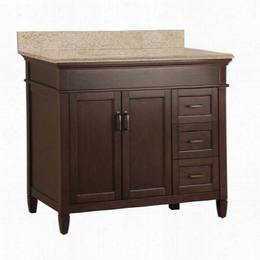 Foremost Asg Ashburn 37"" X 22 "" Right Drawers Vanity In Mahogan Y- Vanity Top Included