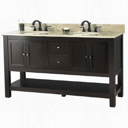 Foremost Gaea6022dtght Gazette 61"&quoot; Vanity In Espresso With Yellow Hill Granite Top Nad Double Bowl -  Vanity Top Included