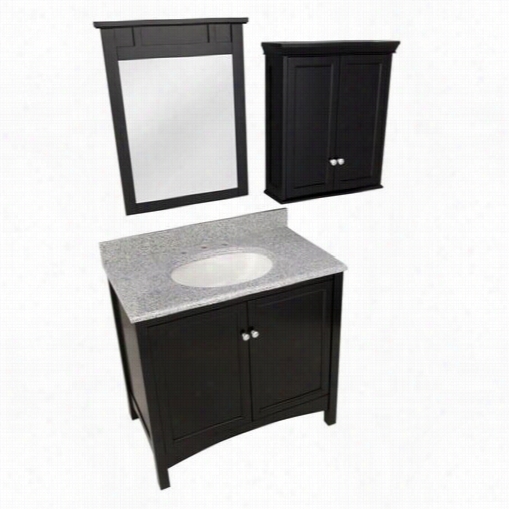 Foremost Trea3622combo4 Haven 37"" Vanity In Espresso With Napoli Granite Top, Mirror And Wall Cabinett - Vanity Top Included