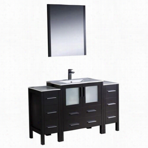 Frescca Fvn62-132012es-uns Torino 54"" Modern Bathroom Vanity In  Espresso With 2 Side Cabinets And Undermountsink - Vanity Top Inc Luded