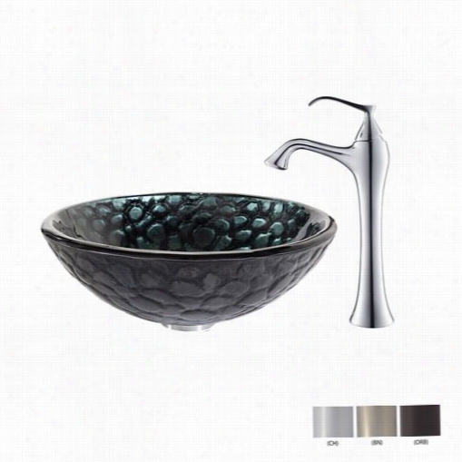 Kraus C-vg=397-19mm-15000 Krtaos Glass Vessel Sink And Ventus Faucet